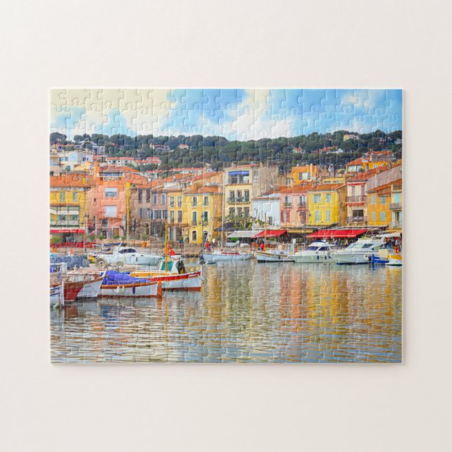 Colourful Seaside Buildings Boats Marseille France Jigsaw Puzzle (Horizontal)