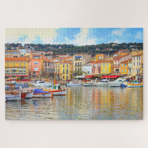 Colourful Seaside Buildings Boats Marseille France Jigsaw Puzzle