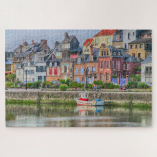 Colourful Seaside Marina Village Boat Saint Valery Jigsaw Puzzle