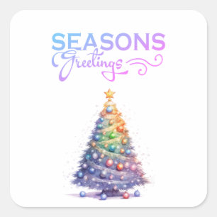 Colourful Seasons Greetings Square Sticker