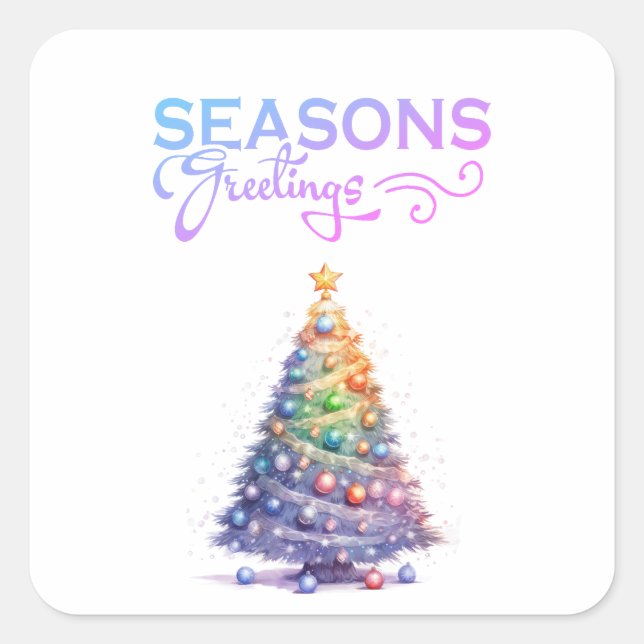 Colourful Seasons Greetings Square Sticker (Front)
