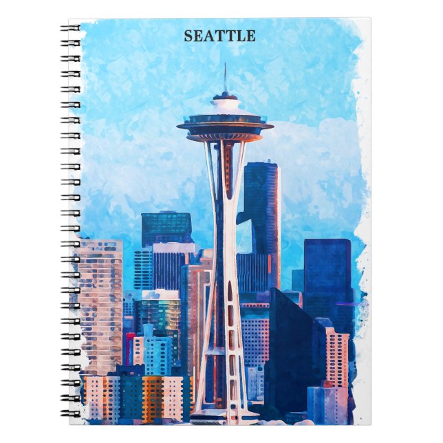 Colourful Seattle Washington Cityscape Notebook (Front)