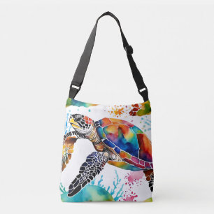 Colourful Seaturtle Watercolor Art Crossbody Bag