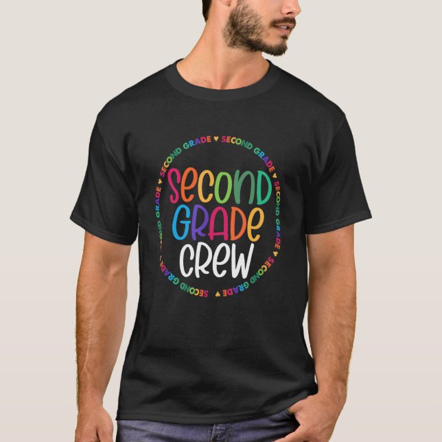 Colourful Second Grade Crew Back 2 School T-Shirt (Front)