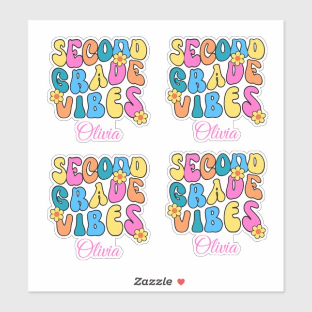 Colourful Second Grade Vibes Back to School Retro (Sheet)