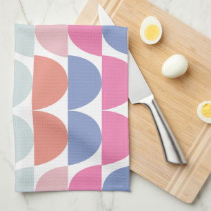 Colourful Semi Circle Abstract Geometric Pattern Tea Towel