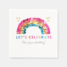 Colourful Sequin Rainbow birthday Paper Napkin