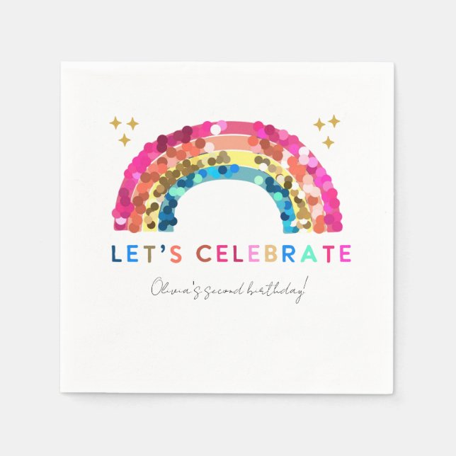Colourful Sequin Rainbow birthday Paper Napkin (Front)