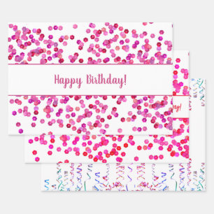 Colourful Sequins and Streamers Personalised Wrapping Paper Sheet