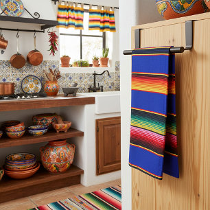 Colourful serape stripes kitchen towel