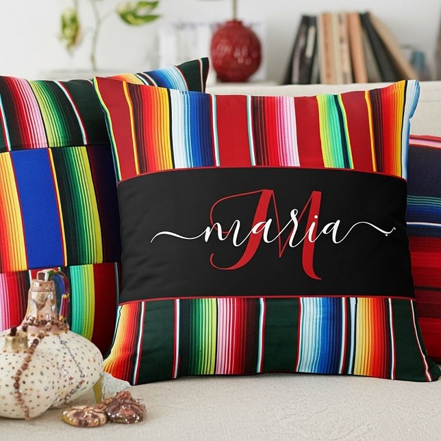 colourful serape stripes personalised cushion (Creator Uploaded)