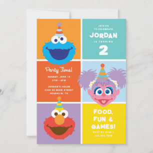 Colourful Sesame Street Characters   Birthday Invitation