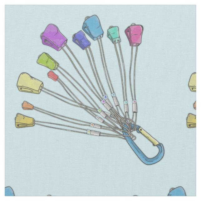 Colourful set of rock climbing nuts fabric (Close Up)