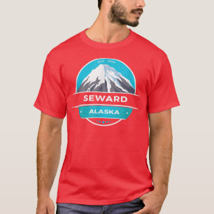 Colourful Seward Alaska Mountain Snow Peak Novelty T-Shirt