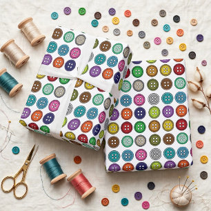 Colourful Sewing Buttons Tailor Birthday Wrapping Paper
