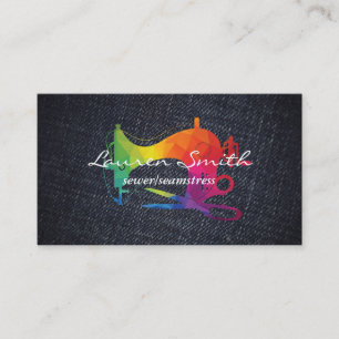 Colourful Sewing Machine Logo Denim Business Card