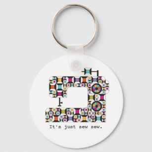 Colourful Sewing Machine Quilt Pattern Key Ring
