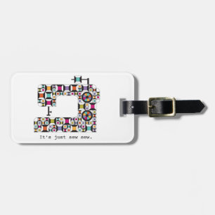 Colourful Sewing Machine Quilt Pattern Luggage Tag
