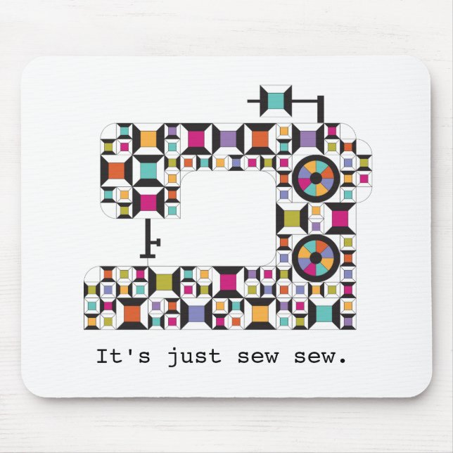 Colourful Sewing Machine Quilt Pattern Mousepad (Front)