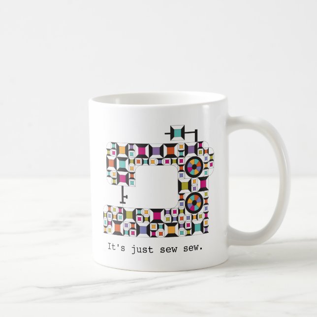 Colourful Sewing Machine Quilt Pattern Mug (Right)