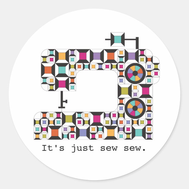 Colourful Sewing Machine Quilt Pattern Stickers (Front)
