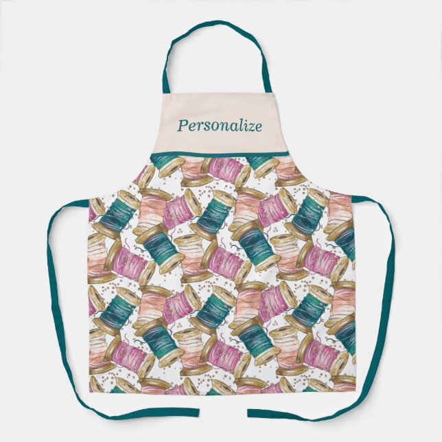 Colourful Sewing Threads Seamstress Tailor Smock Apron (Front)
