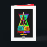 Colourful Shabbat Shalom Menorah In Magen David Card<br><div class="desc">Declaring Shabbat Shalom in English and Hebrew is this very-colourful menorah within a multi-hued Magen David.  Interior is bordered and coordinated for your writing pleasure.  ~ karyn</div>