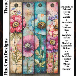 Colourful Shabby Chic Poppies DL6L Decoupage Tissue Paper