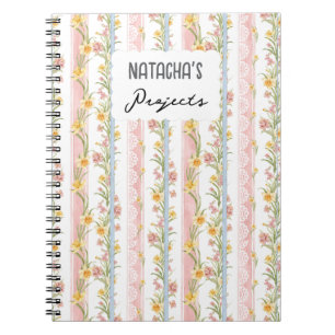 Colourful Shabby Chic style lace and floral Pink Notebook