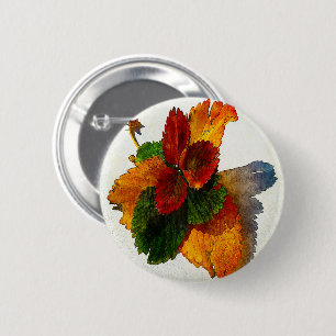Colourful shades of autumn leaves 6 cm round badge