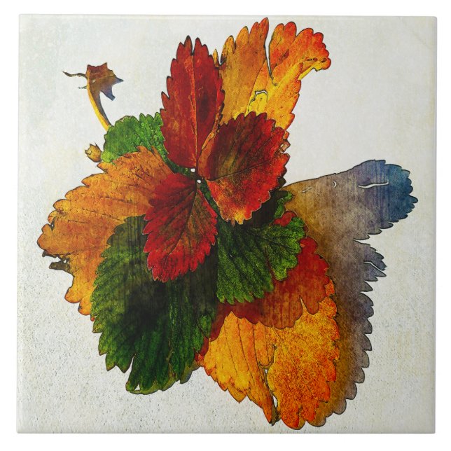 Colourful shades of autumn leaves   ceramic tile (Front)