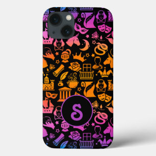 Colourful Shakespeare Icons on Black iPhone 13 Case