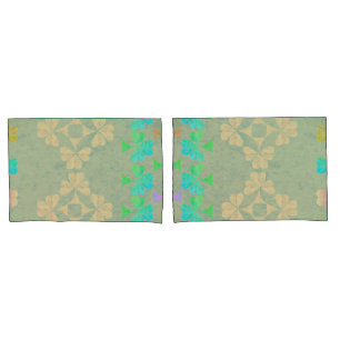 Colourful Shamrocks on Grey pillow cases