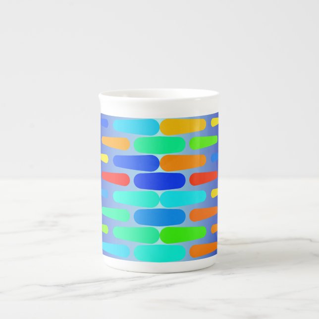 Colourful shapes abstract design bone china mug (Front)