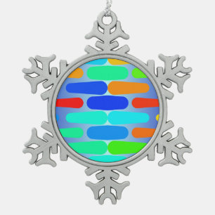 Colourful shapes abstract design snowflake pewter christmas ornament