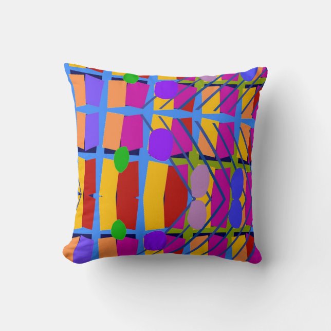 Colourful Shapes Abstract French Style Cushion (Front)