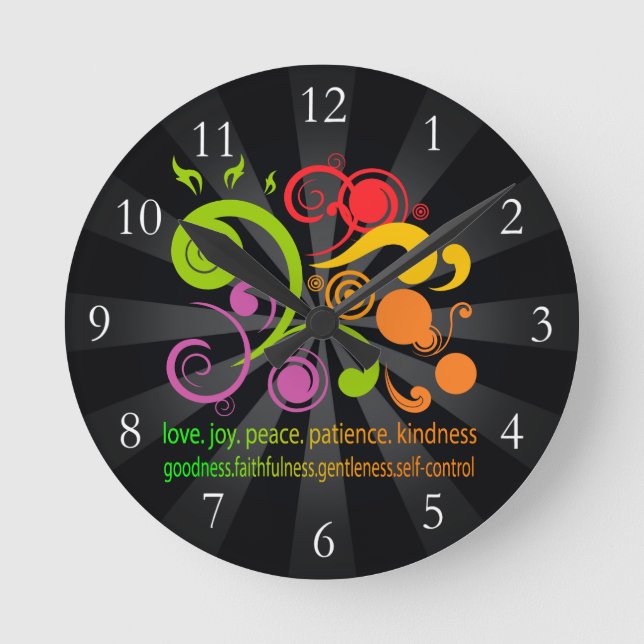 Colourful Shapes, Fruit of the Spirit Round Clock (Front)