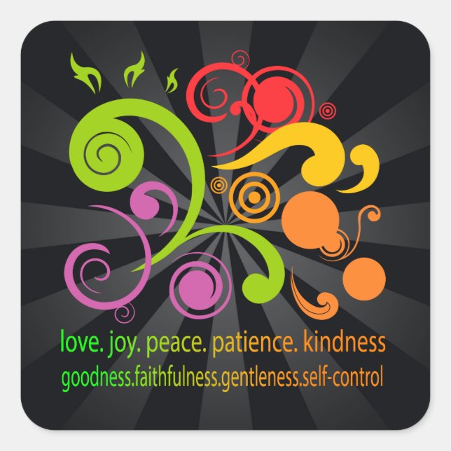 Colourful Shapes, Fruit of the Spirit Square Sticker (Front)
