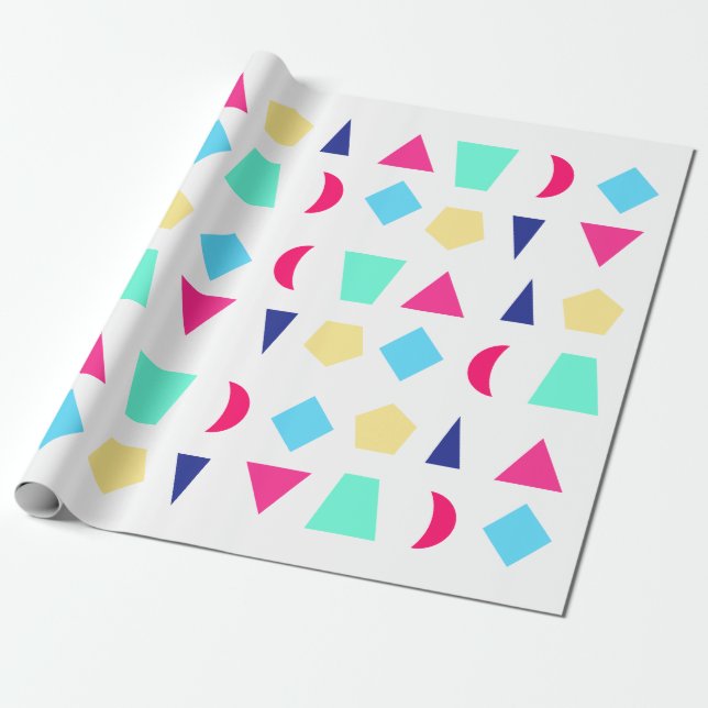 Colourful Shapes Geometric Pattern Birthday  Wrapping Paper (Unrolled)