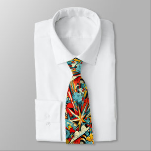 Colourful Shapes Intertwined in Abstract Style Tie
