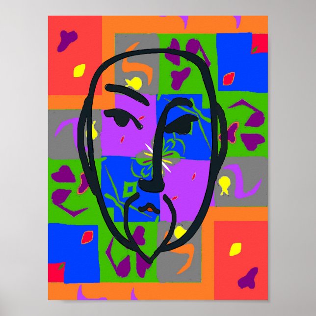 Colourful Shapes Matisse Style Poster (Front)