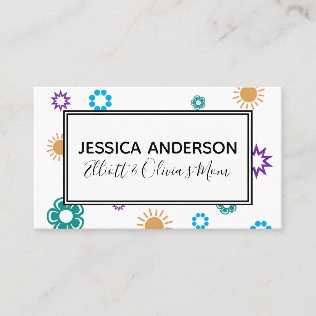 Colourful Shapes Mummy Playdate Calling Card (Front)