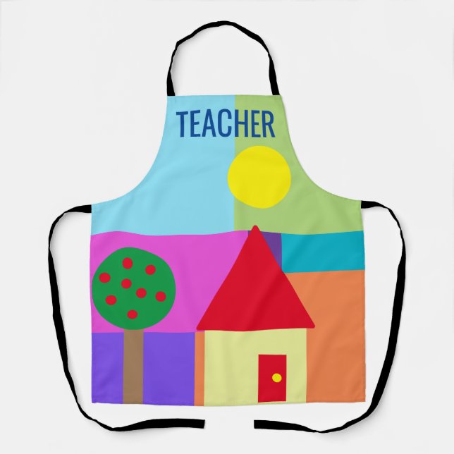 Colourful Shapes School TEACHER Apron (Front)
