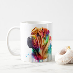 Colourful Shar Pei Dog Pet Coffee Mug, Cup