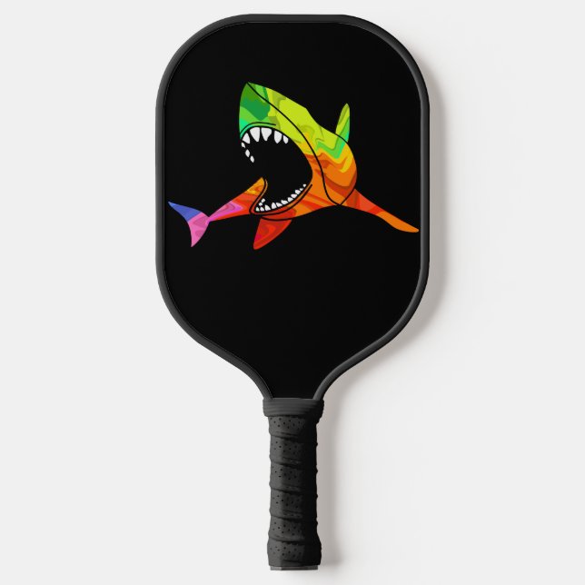 Colourful Shark Pickleball Paddle (Front)
