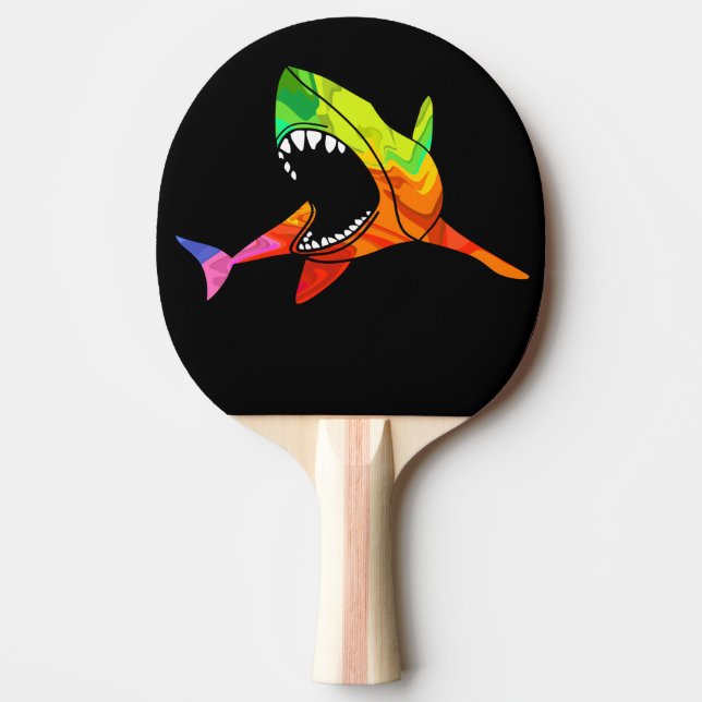 Colourful Shark Ping Pong Paddle (Front)