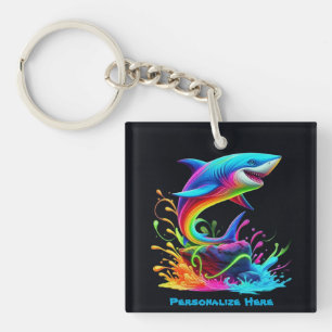 Colourful Shark Splash Key Ring