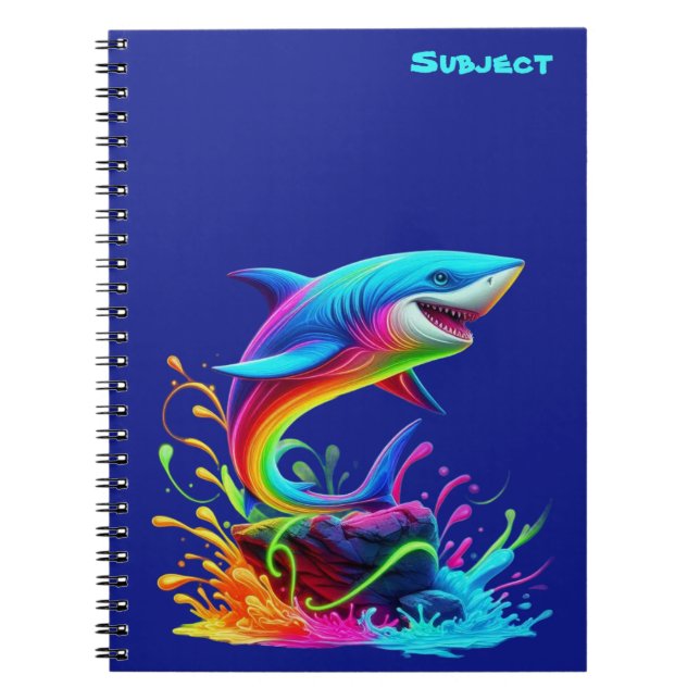 Colourful Shark Splash Notebook (Front)