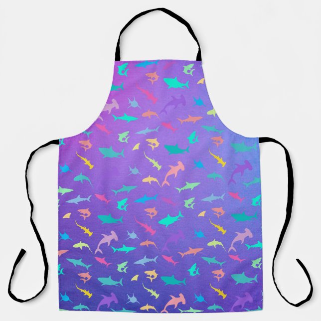 Colourful shark under the sea School Party Apron (Front)