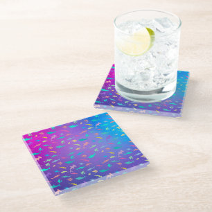 Colourful shark under the sea School Party Glass Coaster